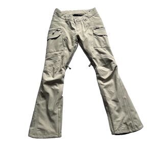 BURTON Dryride Insulated Snow Pants Women Small Snowboard Ski Beige Pockets Vent